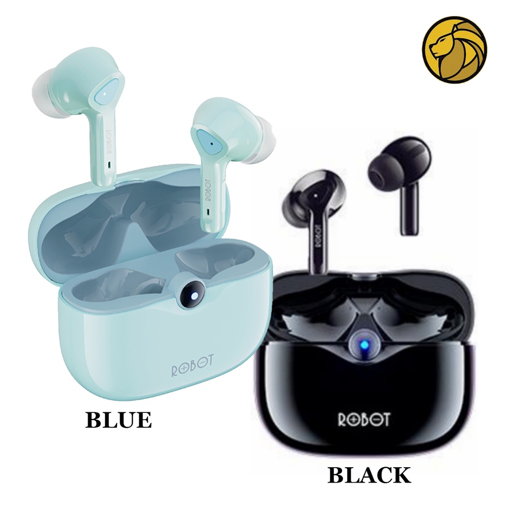 Earphone Bluetooth Robot T30 - Flybuds T10 TWS Handsfree Airbuds Wireless Headset Black