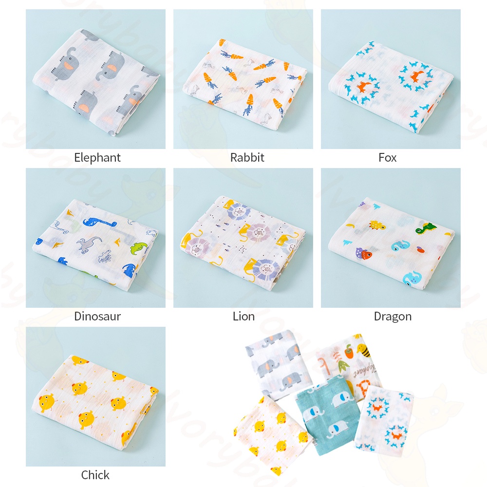 Ivorybaby Kain bedong bayi motif aneka / muslin swaddle bahan cotton lembut