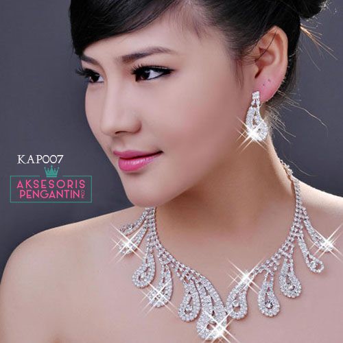 [STOCK TERBATAS] AKSESORIS PENGANTIN KALUNG SET ANTING PESTA MODERN KAP007