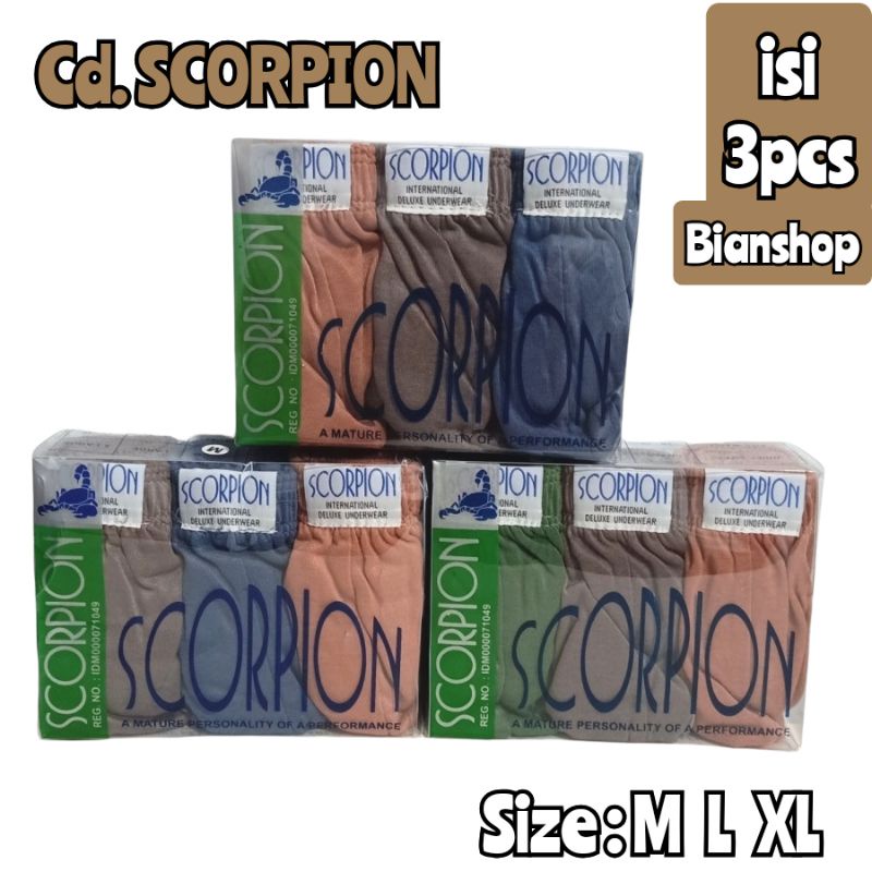 3pcs CELANA DALAM SCORPION/CD MIKA SCORPION/CELANA DALAM PRIA