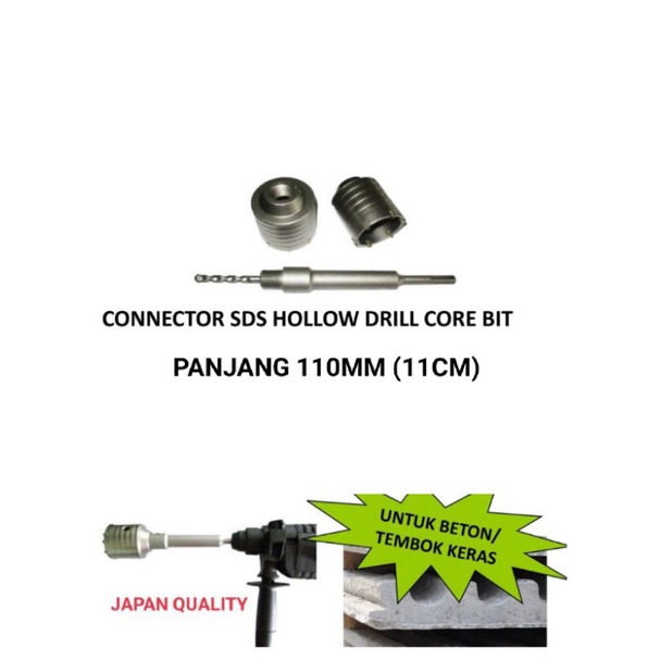 CONNECTOR SDS HOLLOW DRILL / SAMBUNGAN MATA BOR BETON SDS  8 X 22X 110MM KENTARO JAPAN QUALITY