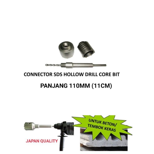 CONNECTOR SDS HOLLOW DRILL / SAMBUNGAN MATA BOR BETON SDS  8 X 22X 110MM KENTARO JAPAN QUALITY