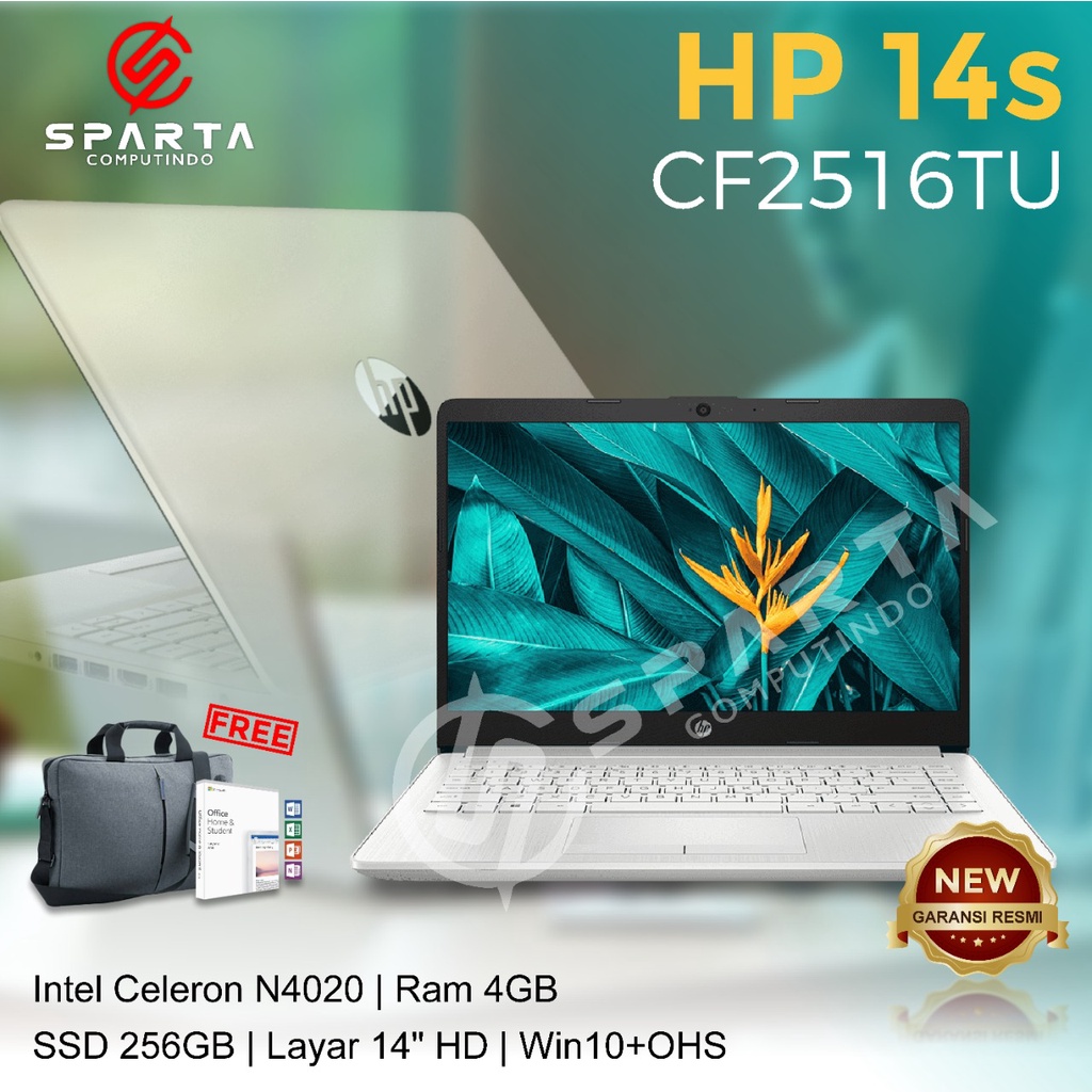 HP 14s-cf2516TU Celeron-N4020 Ram 4GB 256GB SSD 14in Win 10 OHS 2019