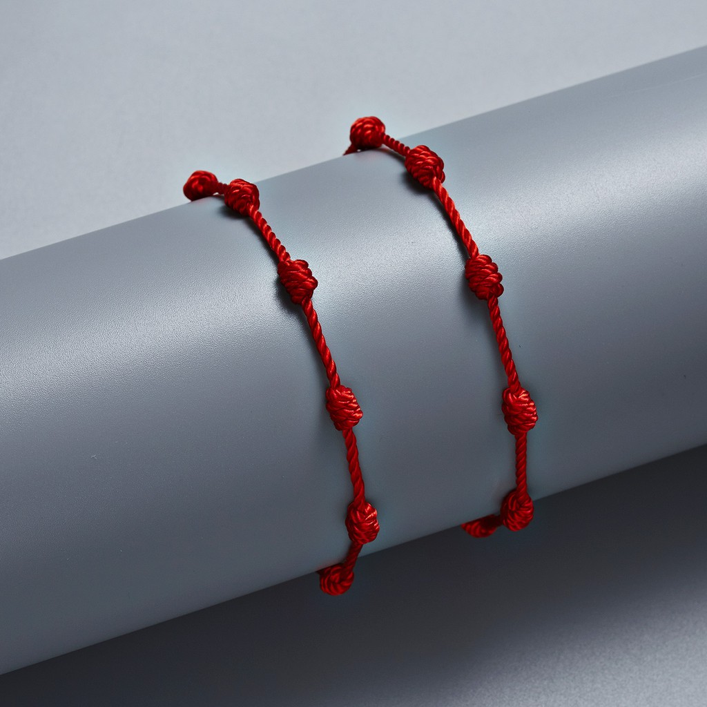 Red string of fate 7 knots red string lucky friendship woven adjustable paper card bracelet