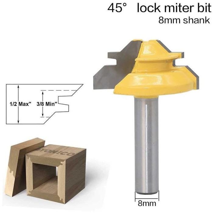 Mata Profil Sambungan Siku Lock Mitter Router 45 Degree AS 8mm *MPM16