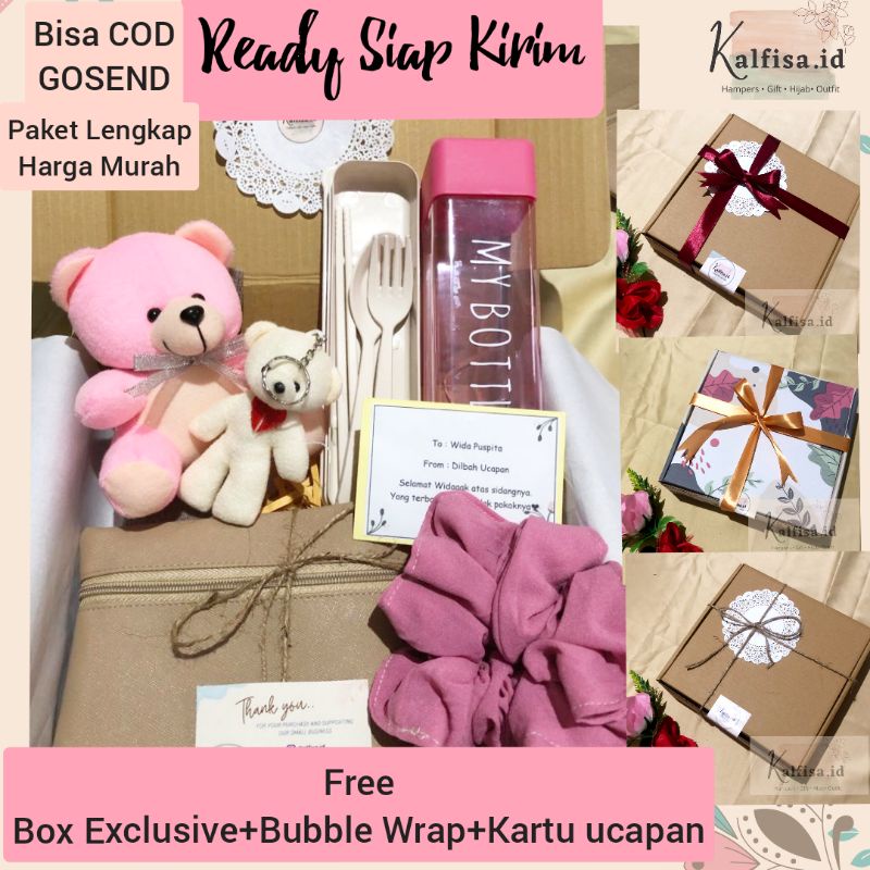 

Hampers Gift Box Kado set alat makan my bottle dompet boneka Muslimah Cewek Birthday, Graduation, Anniversary, Wedding, Ulang Tahun, Wisuda, Souvenir, Temurah Kalfisa