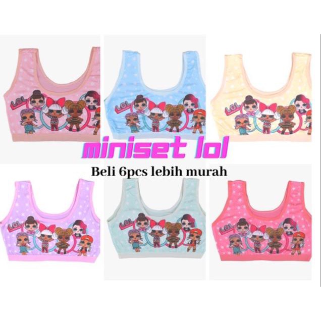 6 PCS | FREYA KIDS  Miniset Anak Pelajar / Sablon 3D / Atasan Anak tali besar art LOL