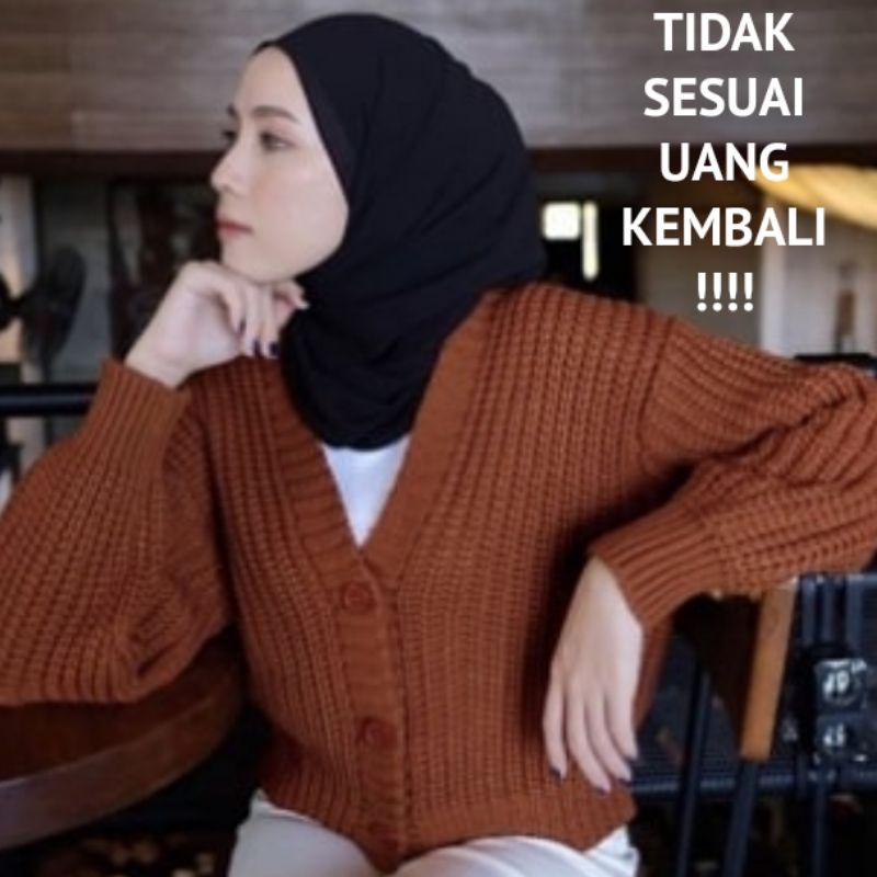 cardigan rajut crop (oversize) || cardigan rajut 7get tebal premium