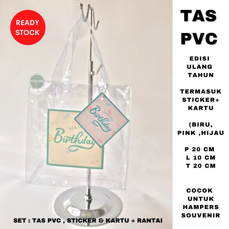 Tas pvc hampers ulang tahun goodie bag set lengkap 3 warna ecer