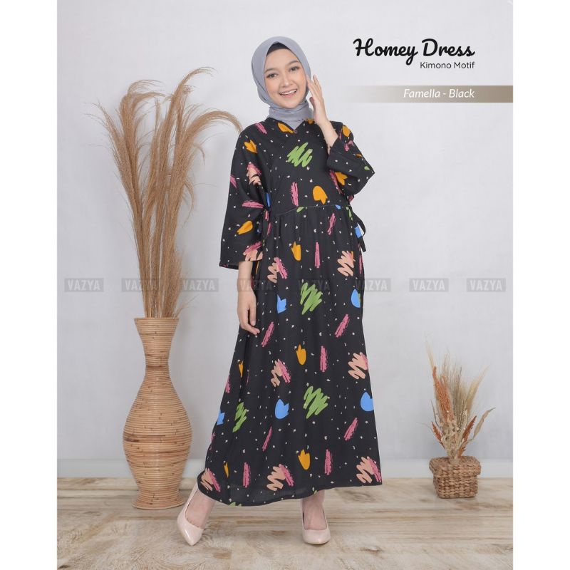 Homey Long Dress Kimono Motif