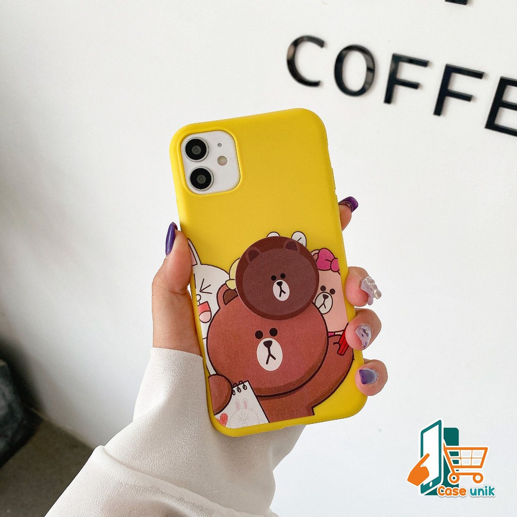 SS261 Softcase Popsocket BEAR Xiaomi Redmi Note 4 5a Prime 5 6 7 8 9 9s Pro CS2399