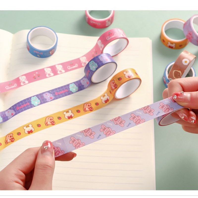

Washi tape animal character tema pastel Machita