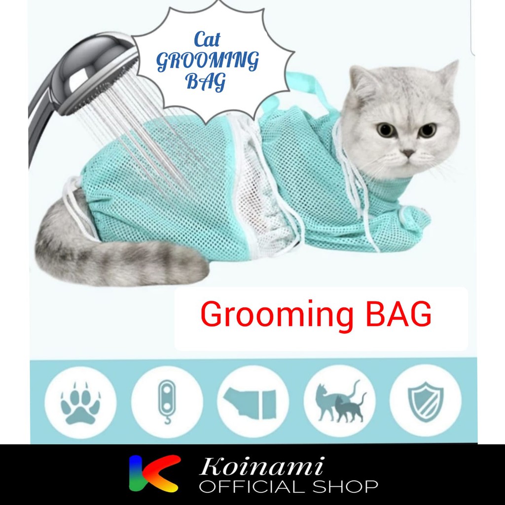 Cat Shower Bag / Alat Mandi Tas Kantong Jaring Kucing Anjing  Cat Grooming Bathing Restrain Bag Cat