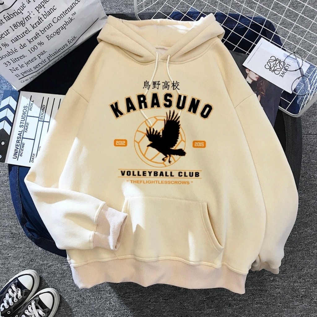 KARASUNO HOODIE L XL XXL - SWEATER KARASUNO UNISEX sweater karasuno hoodie karasuno hoodie wanita sweater wanita hoodie oblong switer oblong-5