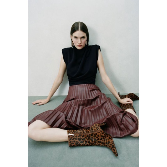 Zara leather asymmetric skirt