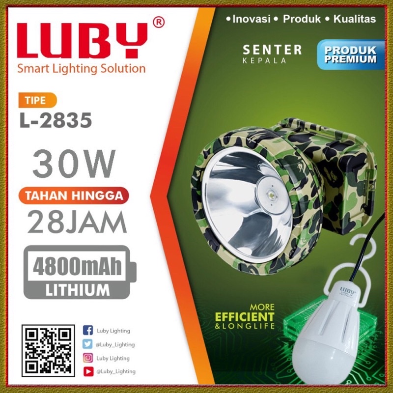 Headlamp / Lampu Kepala LUBY L-2835 30 Watt