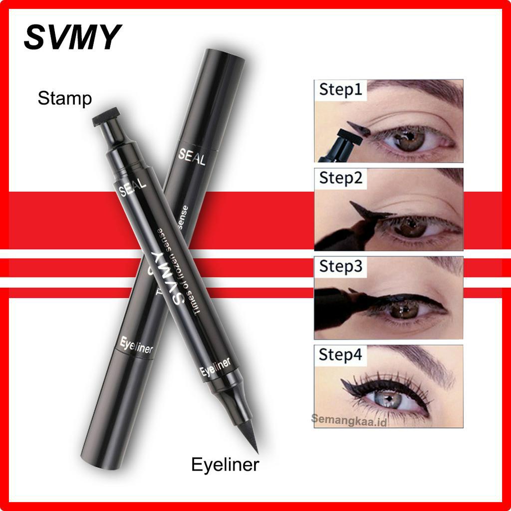 SVMY 2 in 1 Stamp Eyeliner Black Double Head Waterproof Eyeliner Pencil Eye Makeup LA223