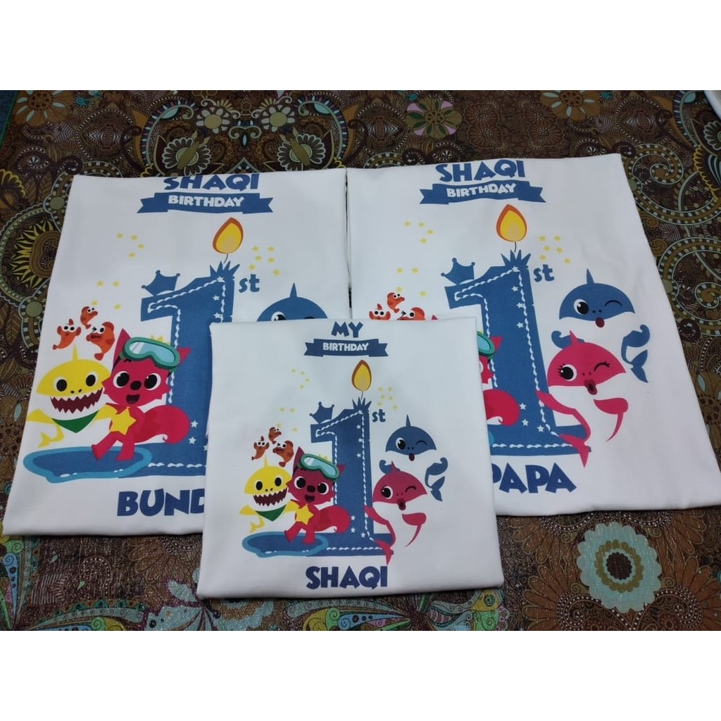 Kaos Baby Shark Ultah Family | Kaos Couple Baby Shark | Kaos baby Shark Murah