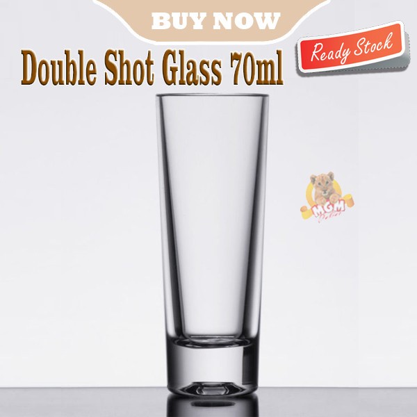 DOUBLE Shot Gelas Shot Tall 10cm shot Glass 70ml shooter Clear Glass