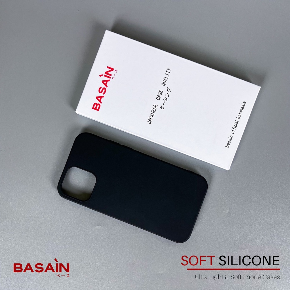 casing iphone 12 mini soft silicone basain original case     black
