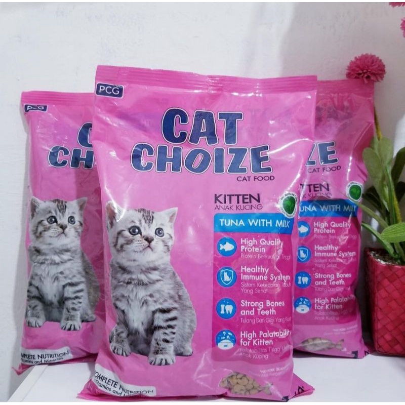 1kg Cat choize kitten tuna salmon with milk CatChoize makanan kucing dry food kiloan