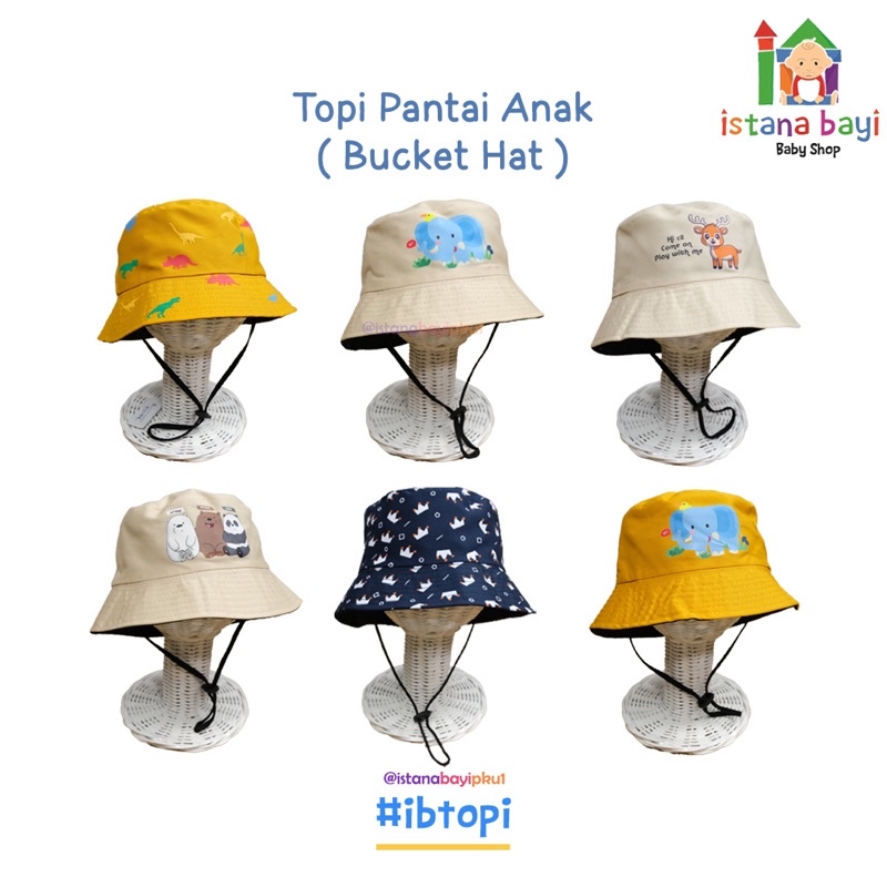 Catellove Topi Pantai Anak Tali Motif / Topi Anak - Bucket hat