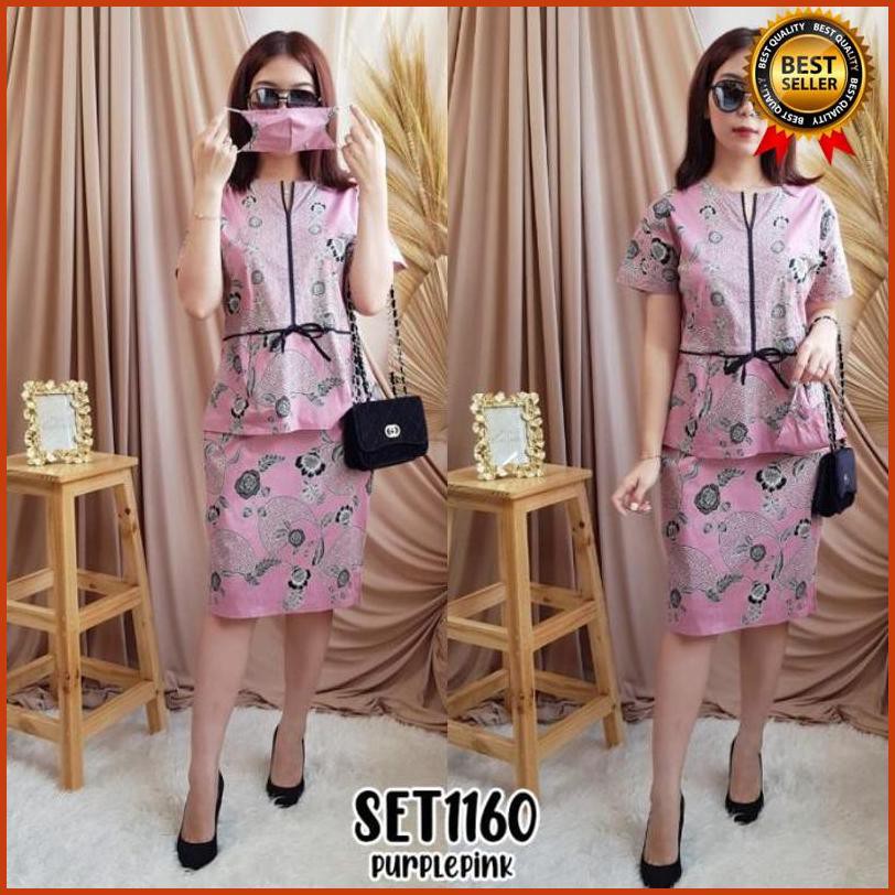 ,435{ Set1160 Setelan Batik Wanita Modern Kerja Kantor Kondangan Free Masker ­