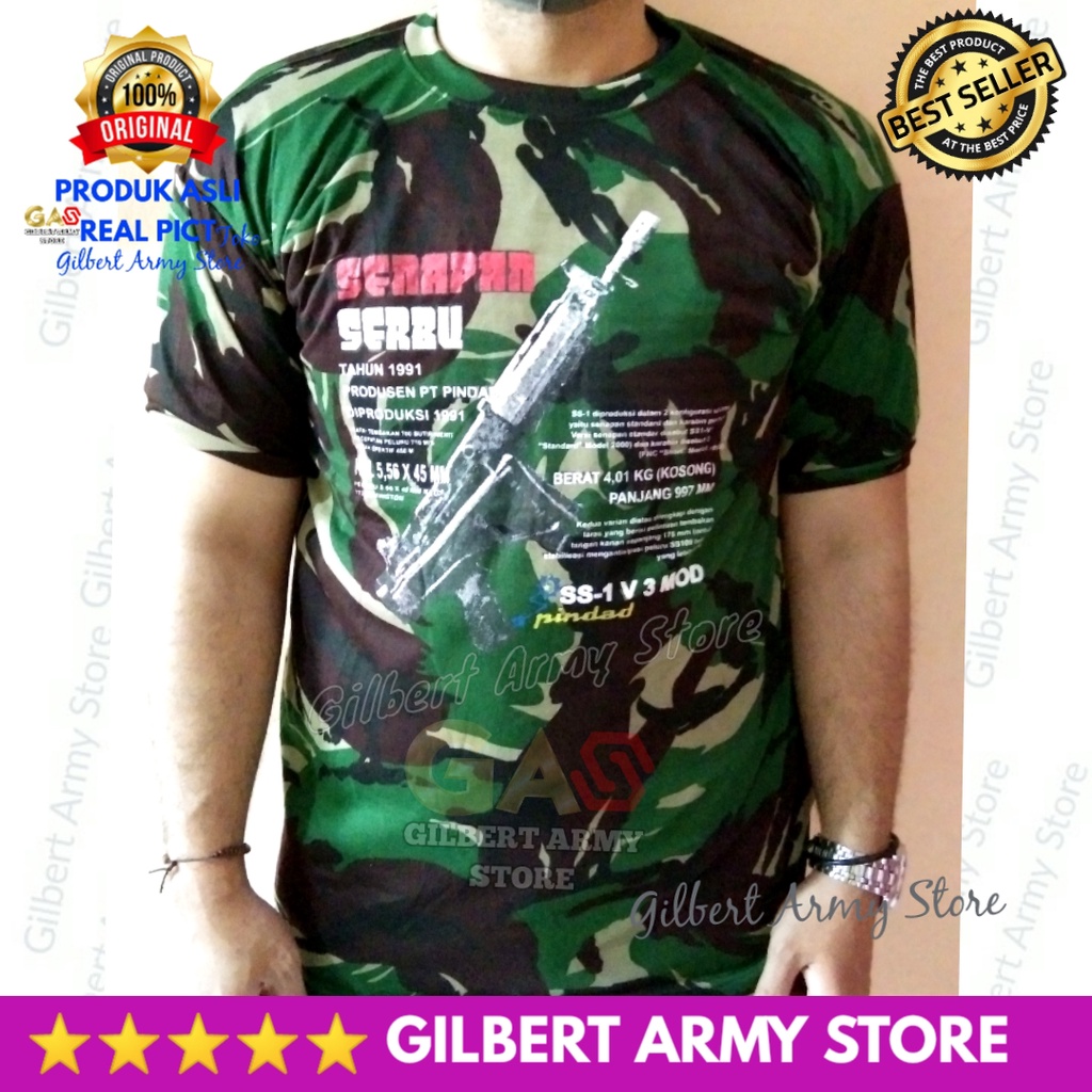 GILBERT ARMY STORE Kaos Loreng Tni Malvinas Lengan Pendek Gambar Terbaru