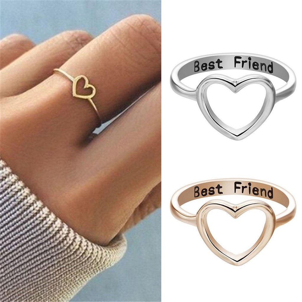 Hu Hu Hu Hu Hu Alat Bantu Pasang Kacamata♡ Cincin Bentuk Hati Model Hollow Bahan Alloy Untuk Wanita