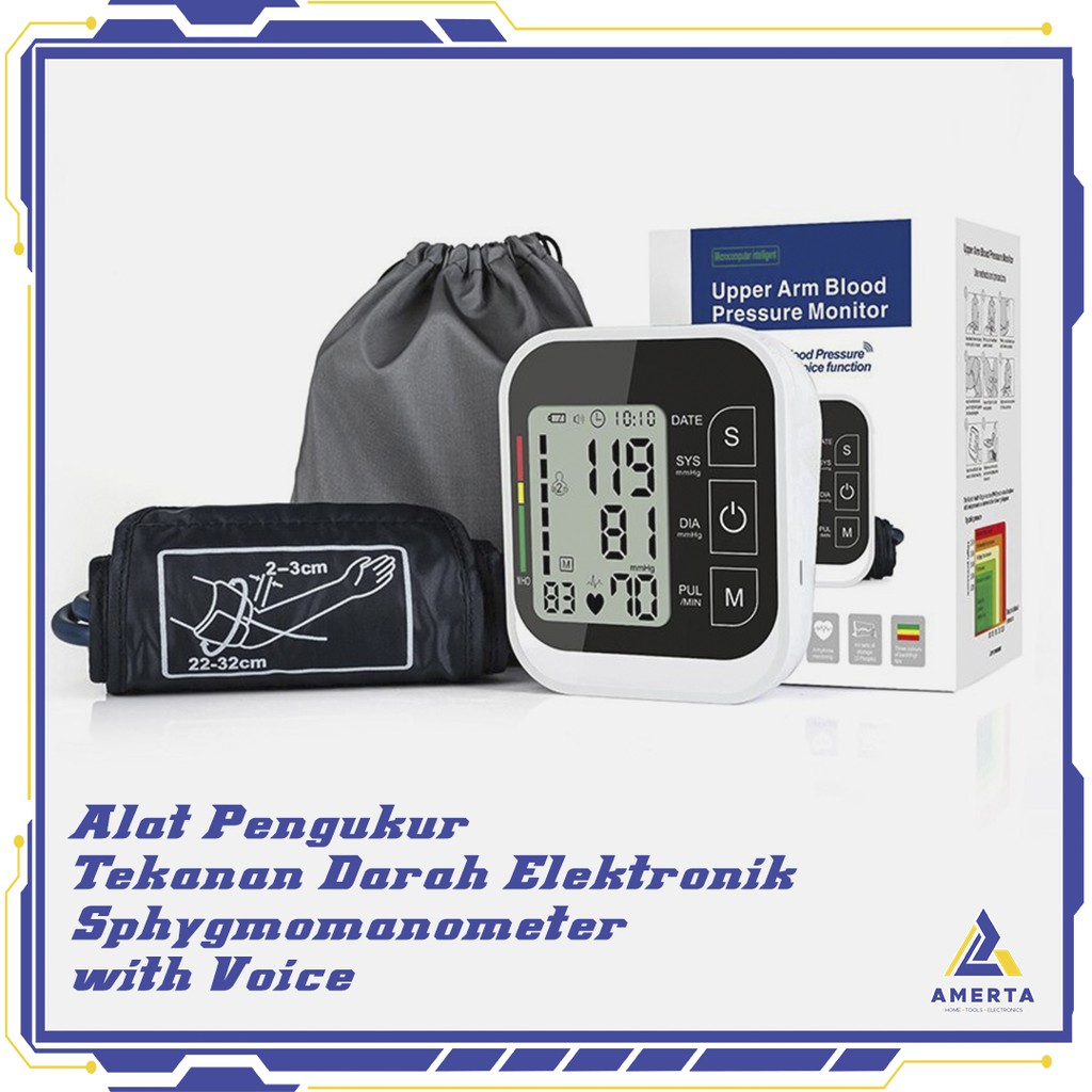 Pengukur Tekanan Darah Electronic Sphygmomanometer with Voice JZIKI Black