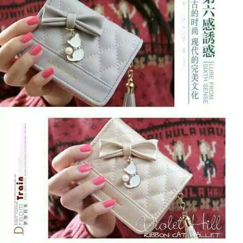 Dompet Mini Jait Gantungan Cat Ribbon/dompet wanita mini/dompet koin/dompet kecil simple lucu