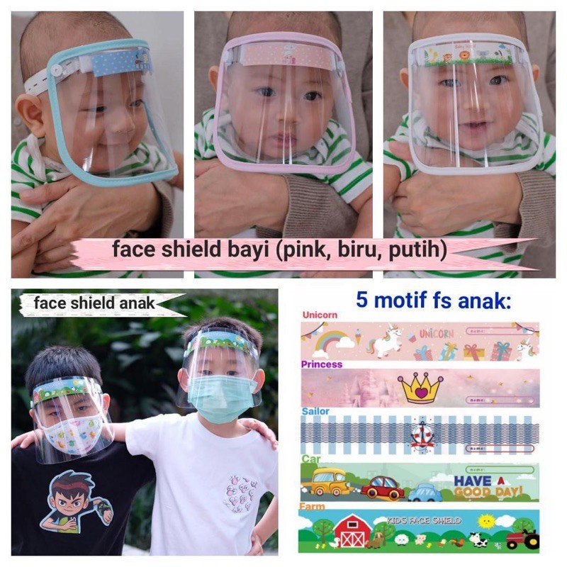 READY STOCK Face Shield Bayi - Face Shield Anak - Face Shield Dewasa MURAH