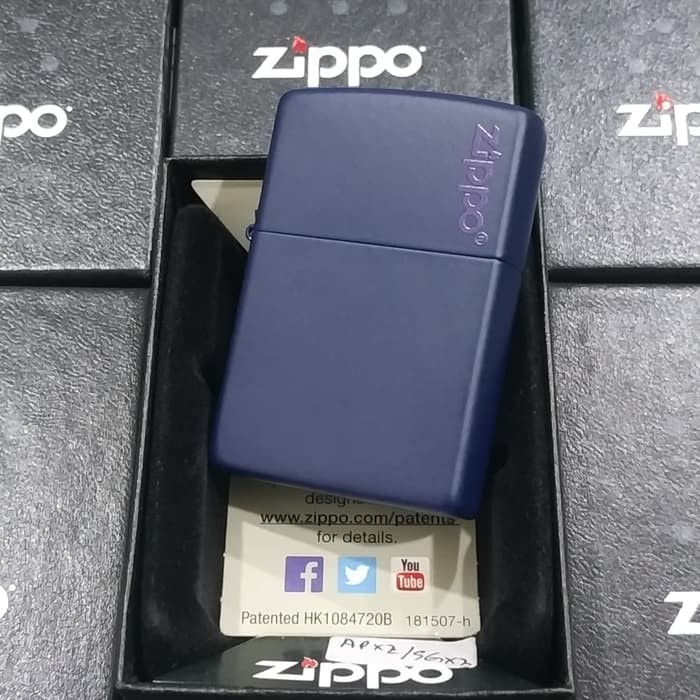 ZIPPO LIGHTER / MANCIS KOREK API ZIPPO ORIGINAL - LOGO BLUE NAVY MATTE