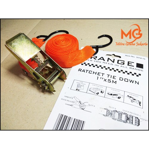 Mg Rachet Tie Down 1inchi X 5m Oraange Ratchet Tali Pengikat Barang Motor