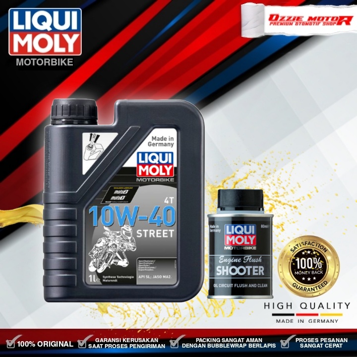 LIQUI MOLY STREET 10W40 MA2 4T 1L FULLY SYNTHETIC BONUS ENGINE FLUSH