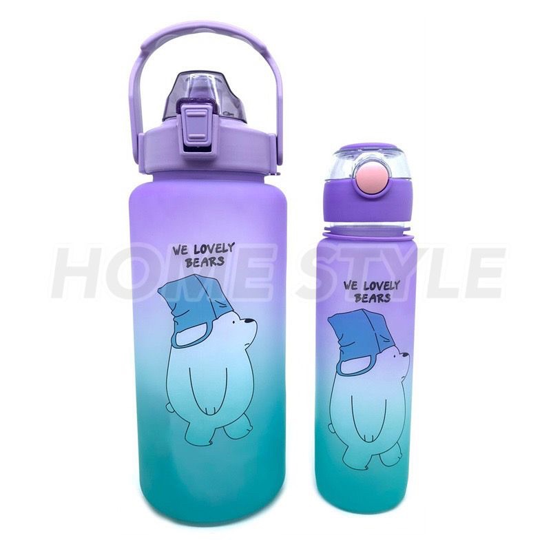 BOTOL MINUM 2 LITER DAN 800ML - BOTOL MINUM PAKET 2in1 GRADIASI BEAR - BOTOL MINUM ANAK FREE STICKER 2D &amp; 3D 0129