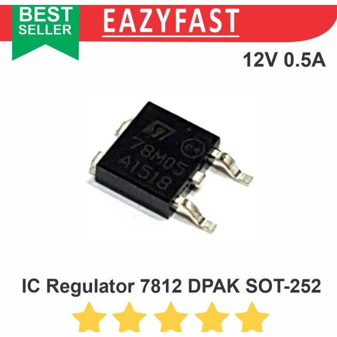 IC Regulator L 7812 CV 12 V Volt 12V 0.5A SMD DPAK 78L12 78M12 TO-252 efst90 Berkualitas