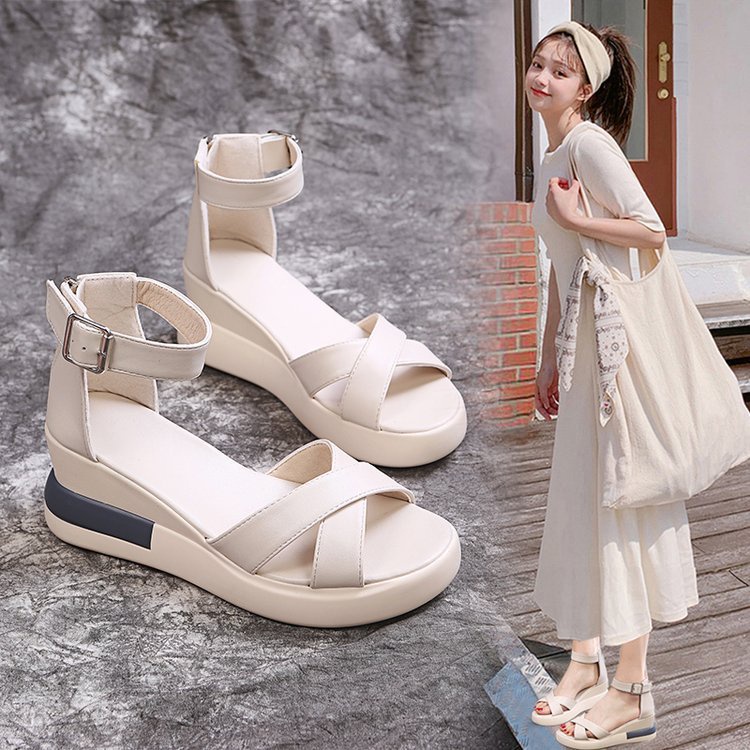 Free BOX Sandal Wanita Wedges Korean Style Elegant Sandal Cewek Hak Tinggi Model Kekinian Sandal Perempuan Fashionable NS7978