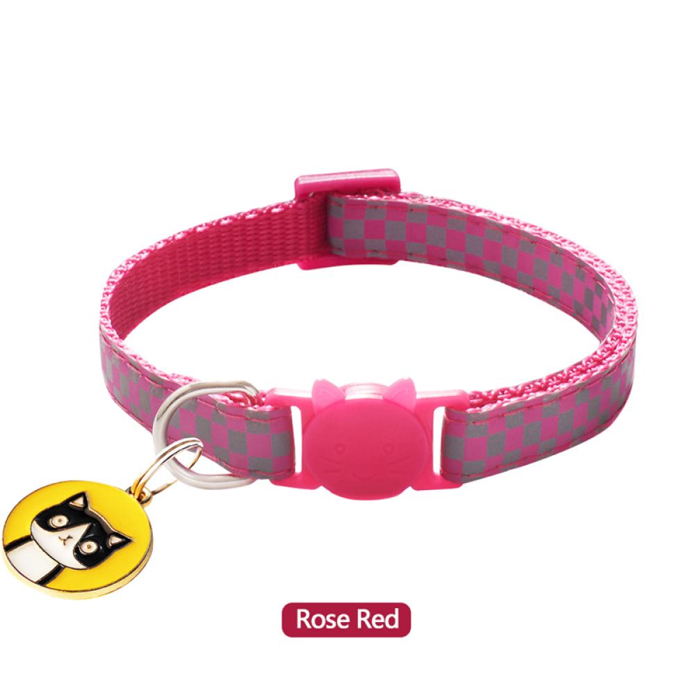 Timekey Kalung Leher Anjingkucing Peliharaan Bahan Nilon Adjustable Motif Kotakkotak R3V1