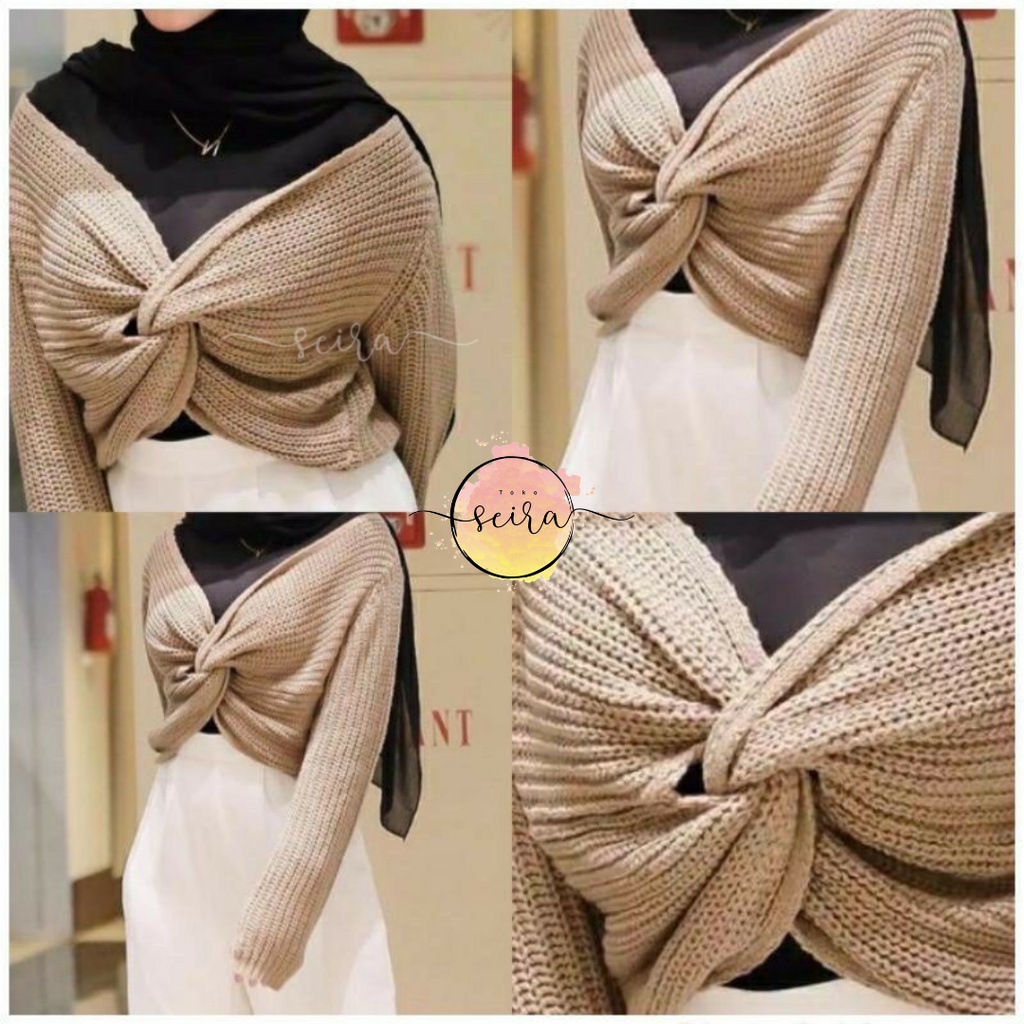 [BISA COD] Moluna Knitted Sweater / Oslo Sweater / Cardigan Rajut / Cardigan Silang / Olso Baju Cardy Sweater Rajut Pakaian Wanita Fashion Wanita Atasan Wanita