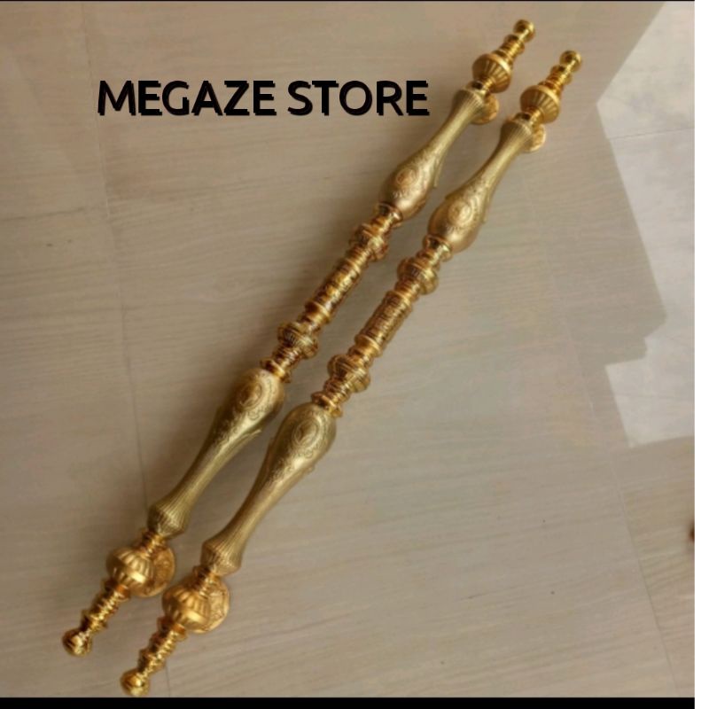 Handle Pintu Kuningan Mewah Panjang 1 Meter Gagang Pintu Baut Tembus