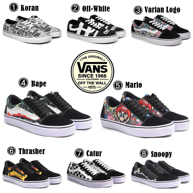 Sepatu Sneakers Pria Vans Old skhool Motif 3D All Star Sepatu Sneakers Kets + BOX Motif sneakers pria dan wanita