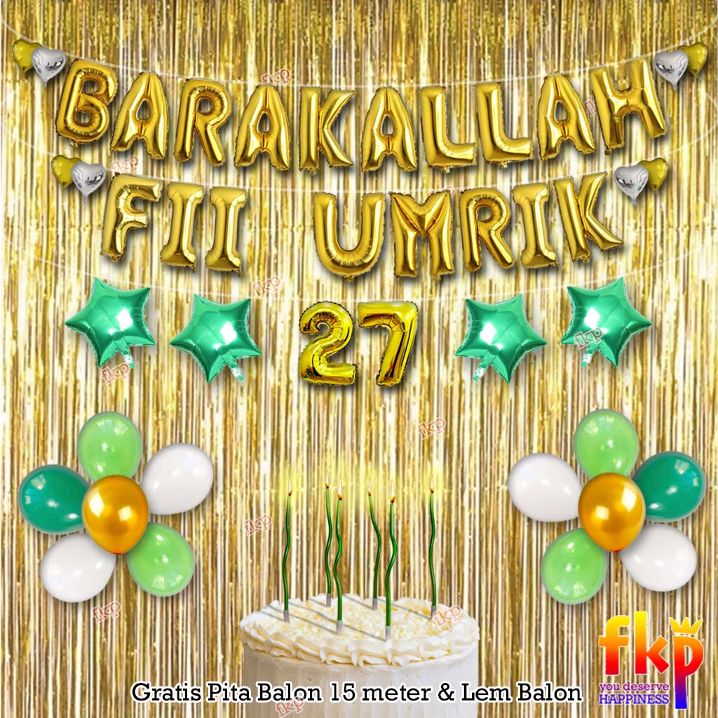 FUN KIDS PARTY Paket Barakallah Fii Umrik / Paket Balon Dekorasi Ulang Tahun Barakalah 2 / Paket Dek