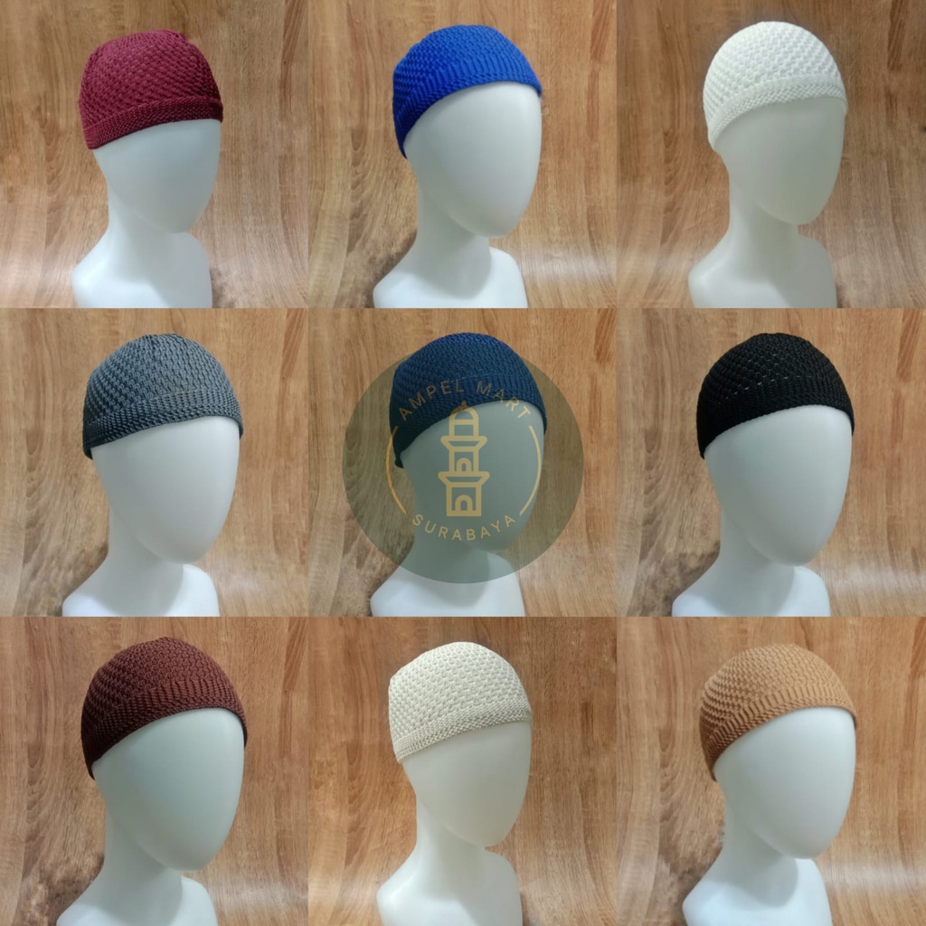 (1 KODI) Peci Rajut Arifin Peci Polos Warna Ukuran Dewasa 20 PCS