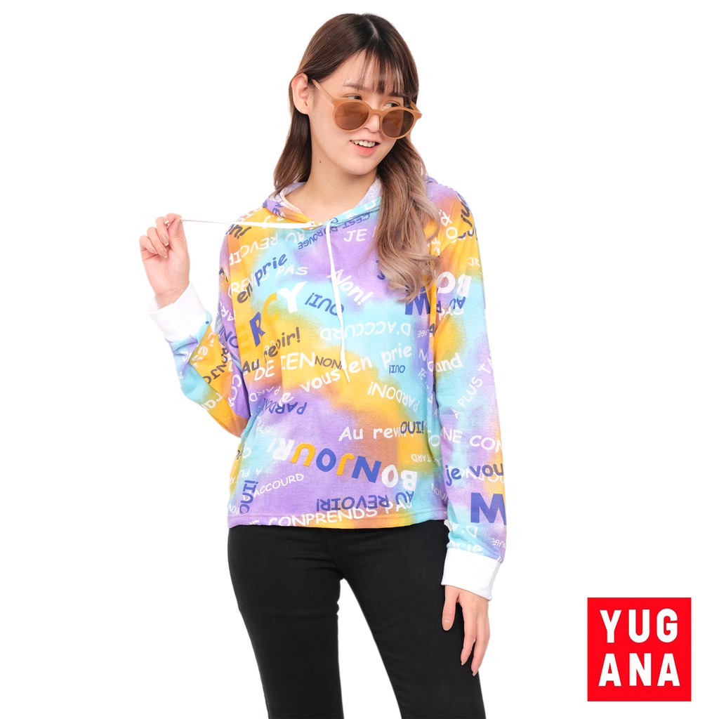 BL - KADE Crop Top Oversize Wanita Lengan Panjang Hoodie Tie Dye