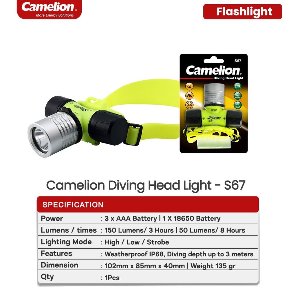 CAMELION SENTER KEPALA SELAM S67 - CAMELION SENTER DIVING SELAM LED
