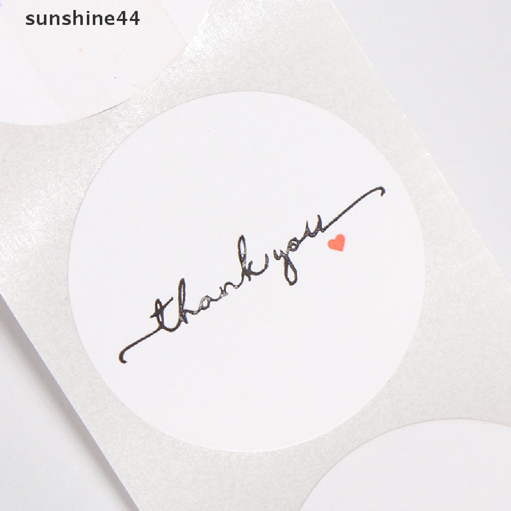 Sunshine 500pcs / roll Stiker label Bulat Tulisan thank you Warna Putih 1 inch Untuk scrapbook