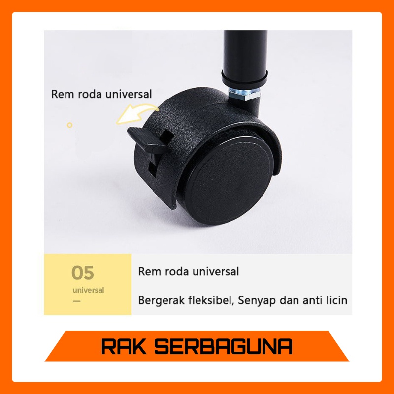Rak troli Serbaguna Hitam Dan Putih rak Baja Karbon Dengan Roda Untuk Dapur Kamar Mandi rak multifungsi