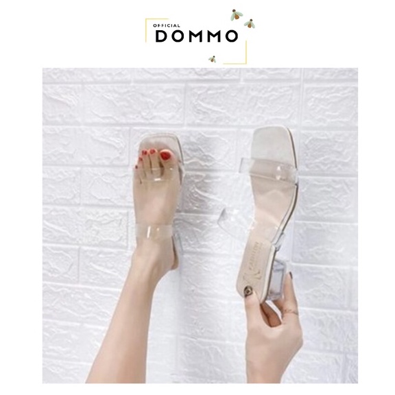 [LOKAL] DOMMO - D5060 Sandal Hak Kaca Jelita Hells kaca Wanita Pendek Heel