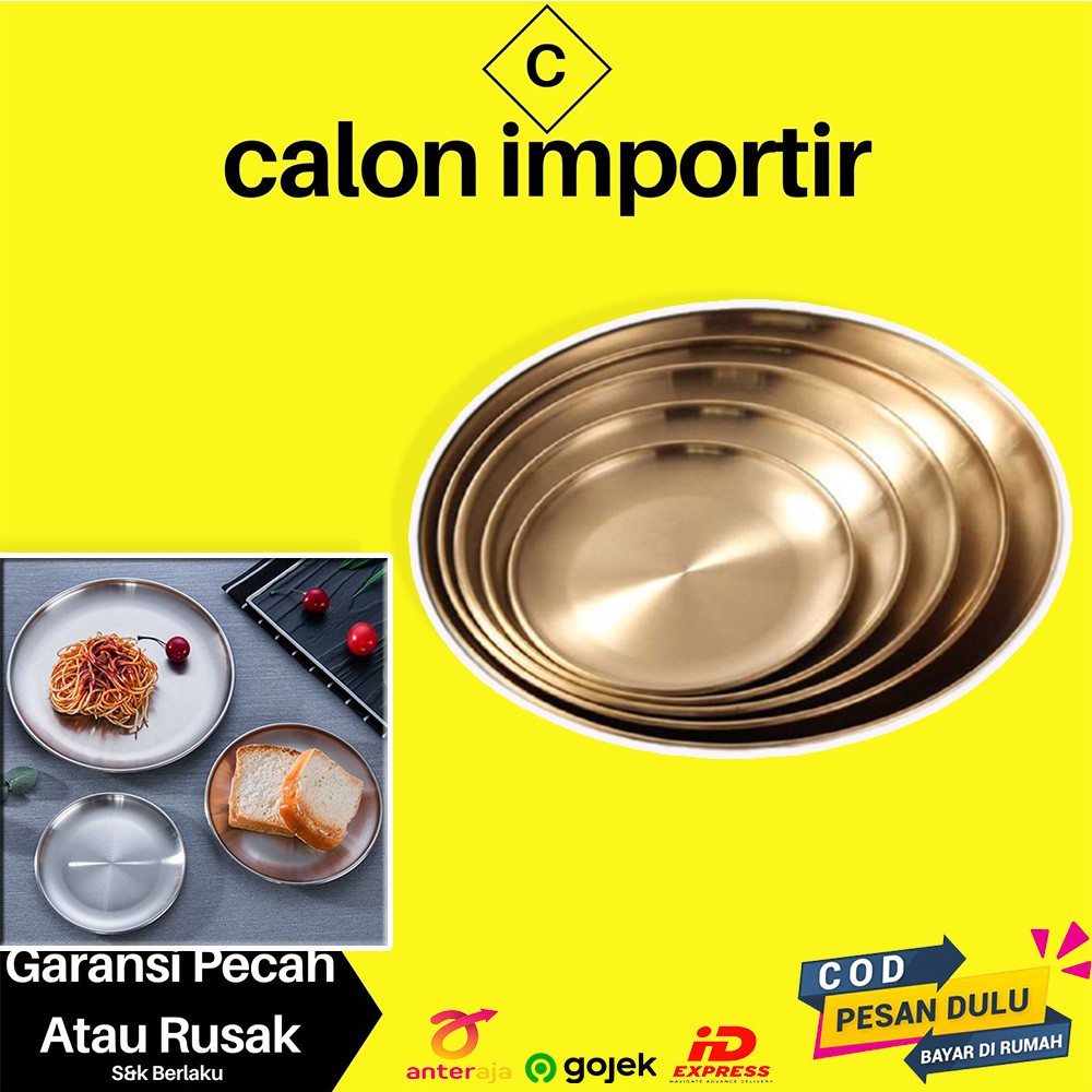 Piring Makan Stainless Steel Bulat Table Maner Candle Light Dinner Desain European Untuk Foto Produk